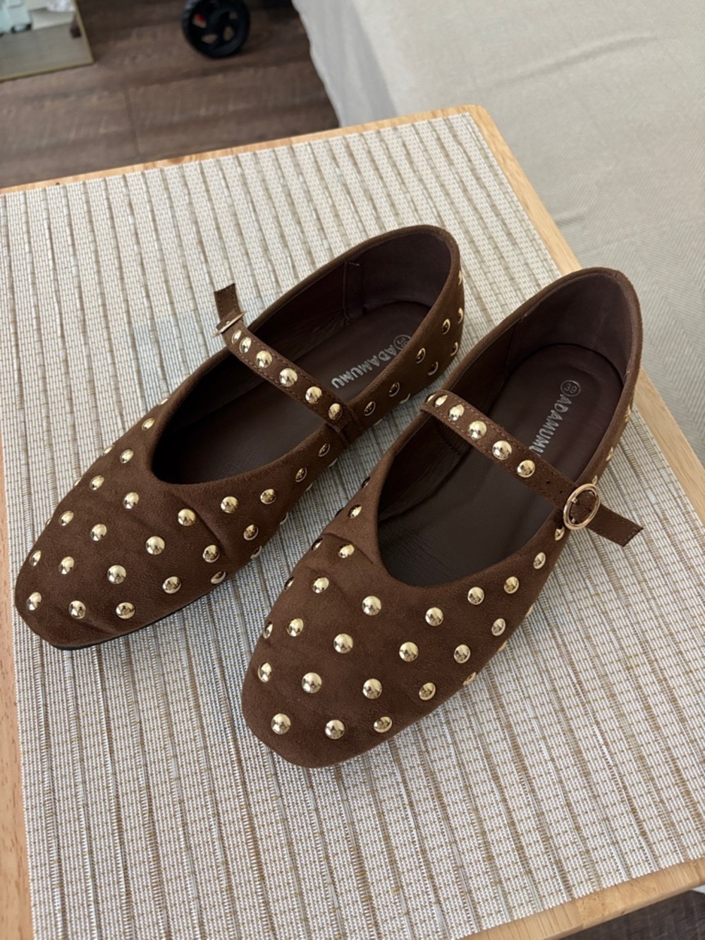 Studded Brown Mary Jane Flats - Unbranded